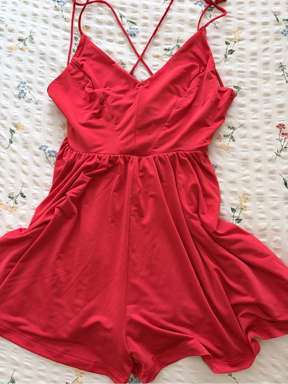 Silence +Noise Red V-Neck Spaghetti Strap Romper Dress - Women's